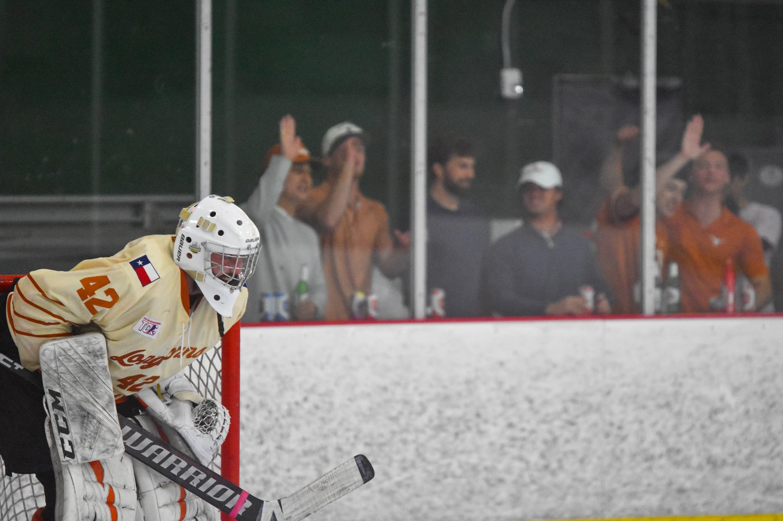 Jesse playing goalie for the Texas Longhorns