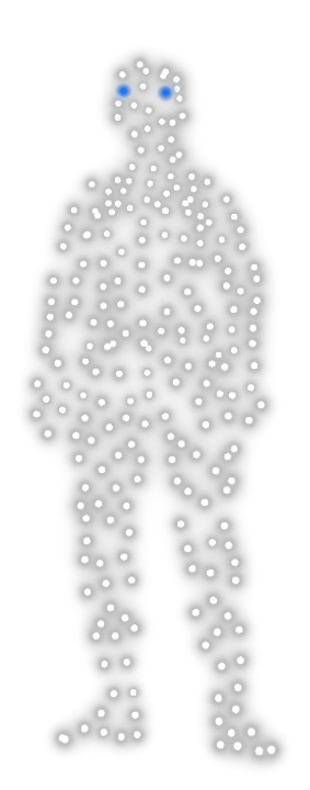 A human figure drawn in drones