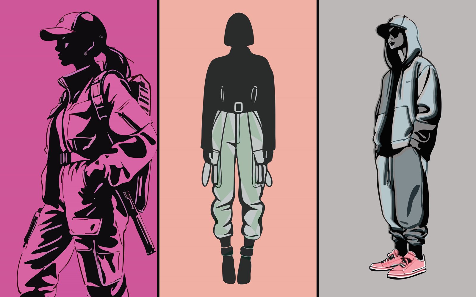Three fashion LoRA looks