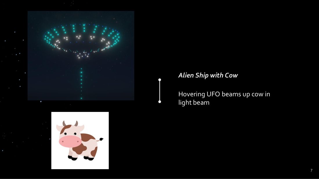 Kipona storyboard: alien ship with cow